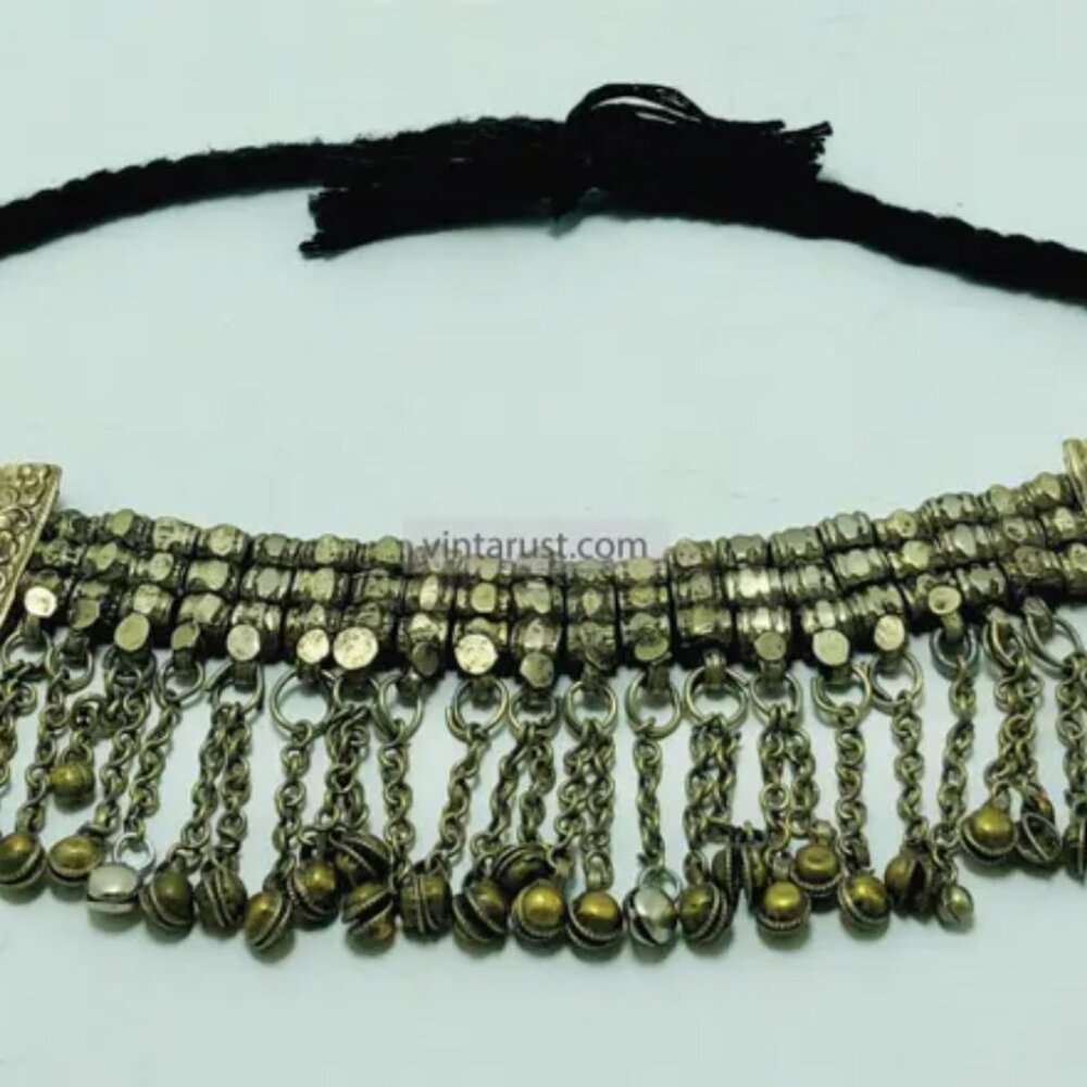 Stylish Statement Necklace With Silver Metal Bead… - image 6